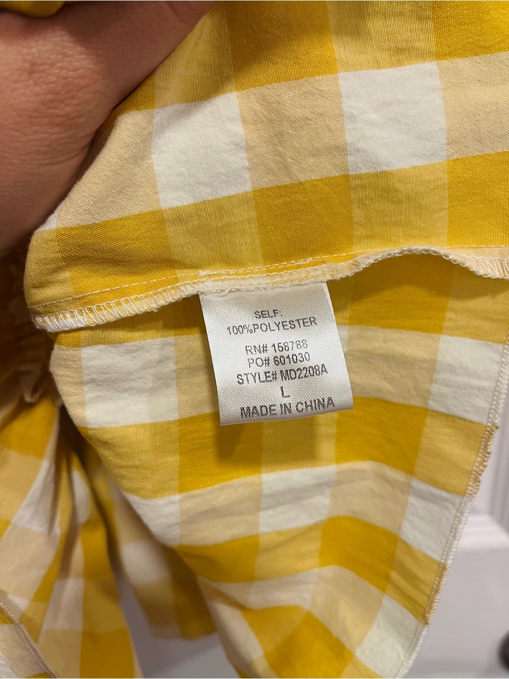 Mable Allison Smocked Yellow Gingham Tie-Shoulder Mini Dress Size Large - Picture 4 of 5